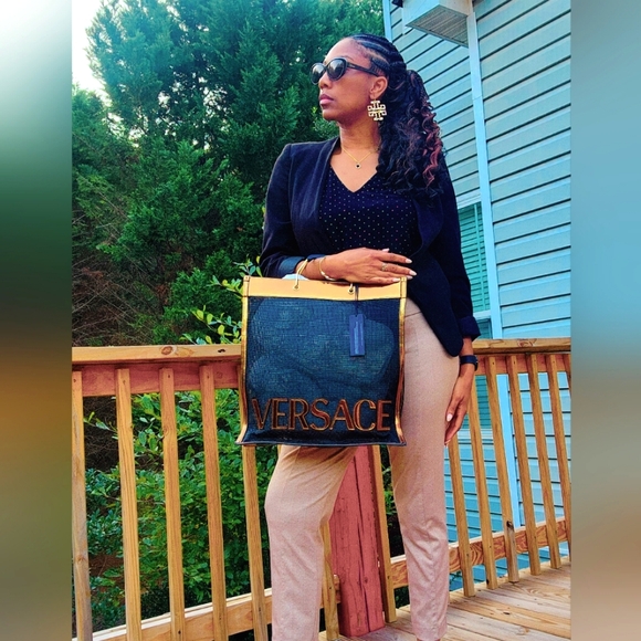 NWT Gold Versace Mesh Shopper - Picture 4 of 4